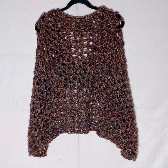 5/$25 Handmade Multicolour Yarn Open Knit Cape Style Poncho - Picture 10 of 11